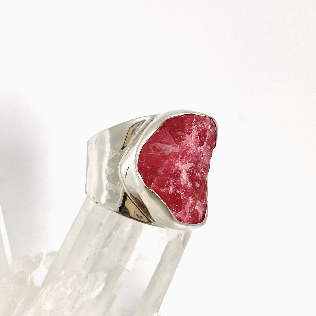 Rhodonite Raw Freeform Thick Band Ring Size 8 BTR-14