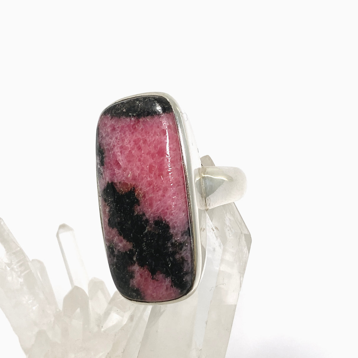 Rhodonite Rectangular Cabochon Ring Size 9.5 PRGJ1033
