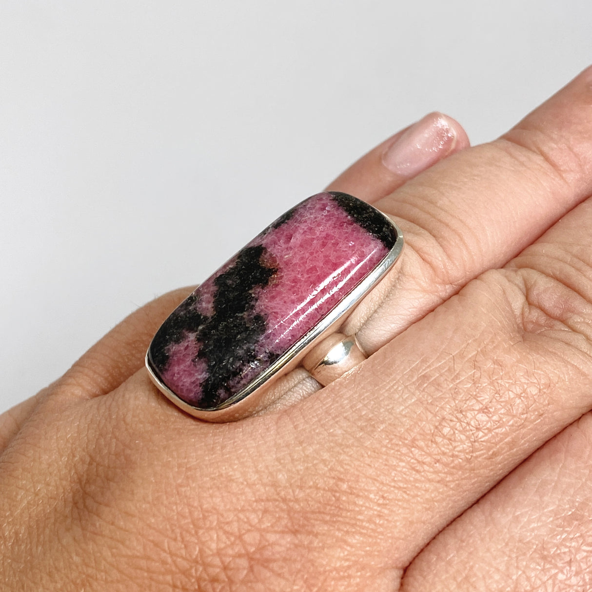 Rhodonite Rectangular Cabochon Ring Size 9.5 PRGJ1033