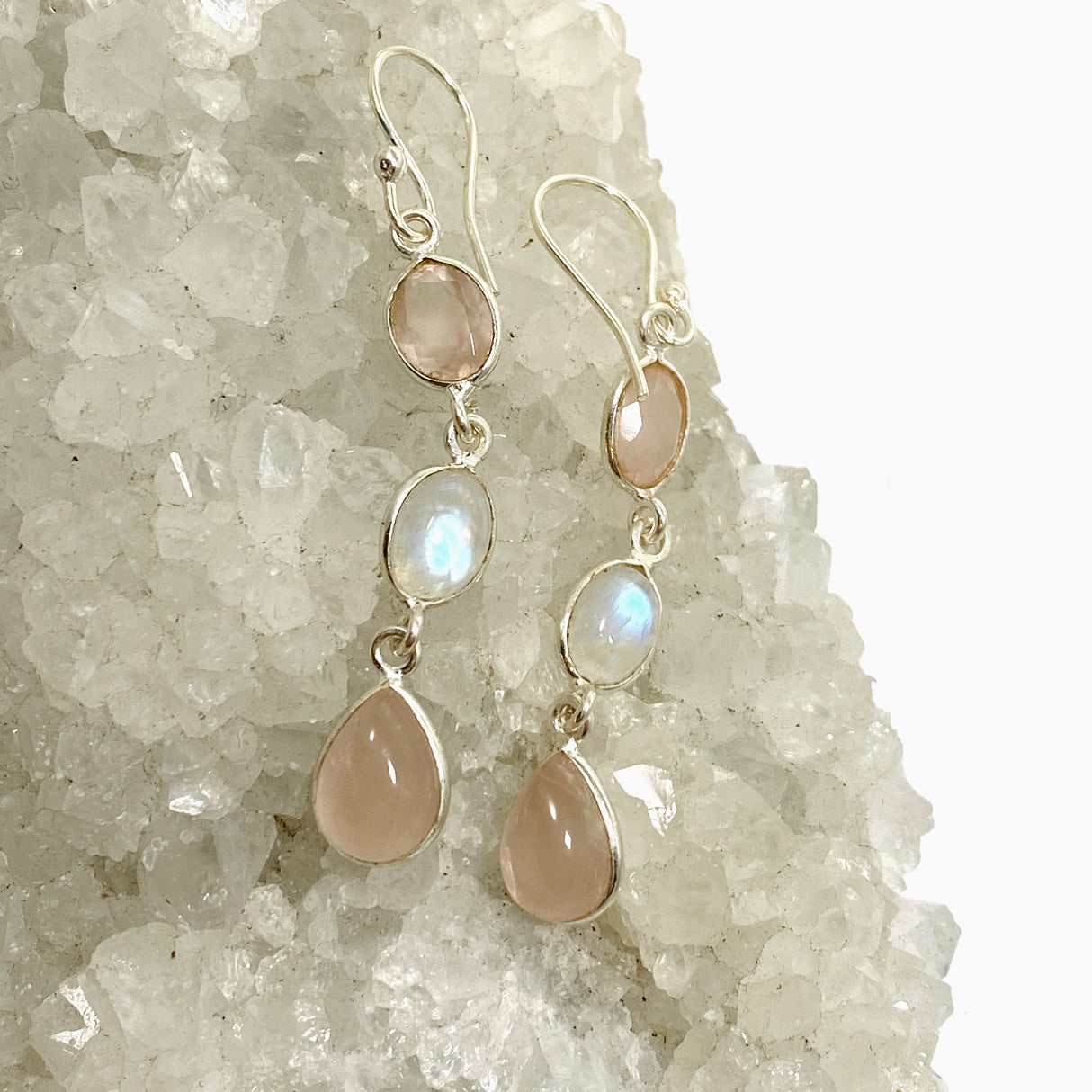 Rose Quartz and Moonstone Multi-stone Earrings F191