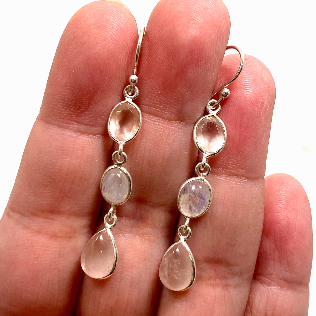 Rose Quartz and Moonstone Multi-stone Earrings F191