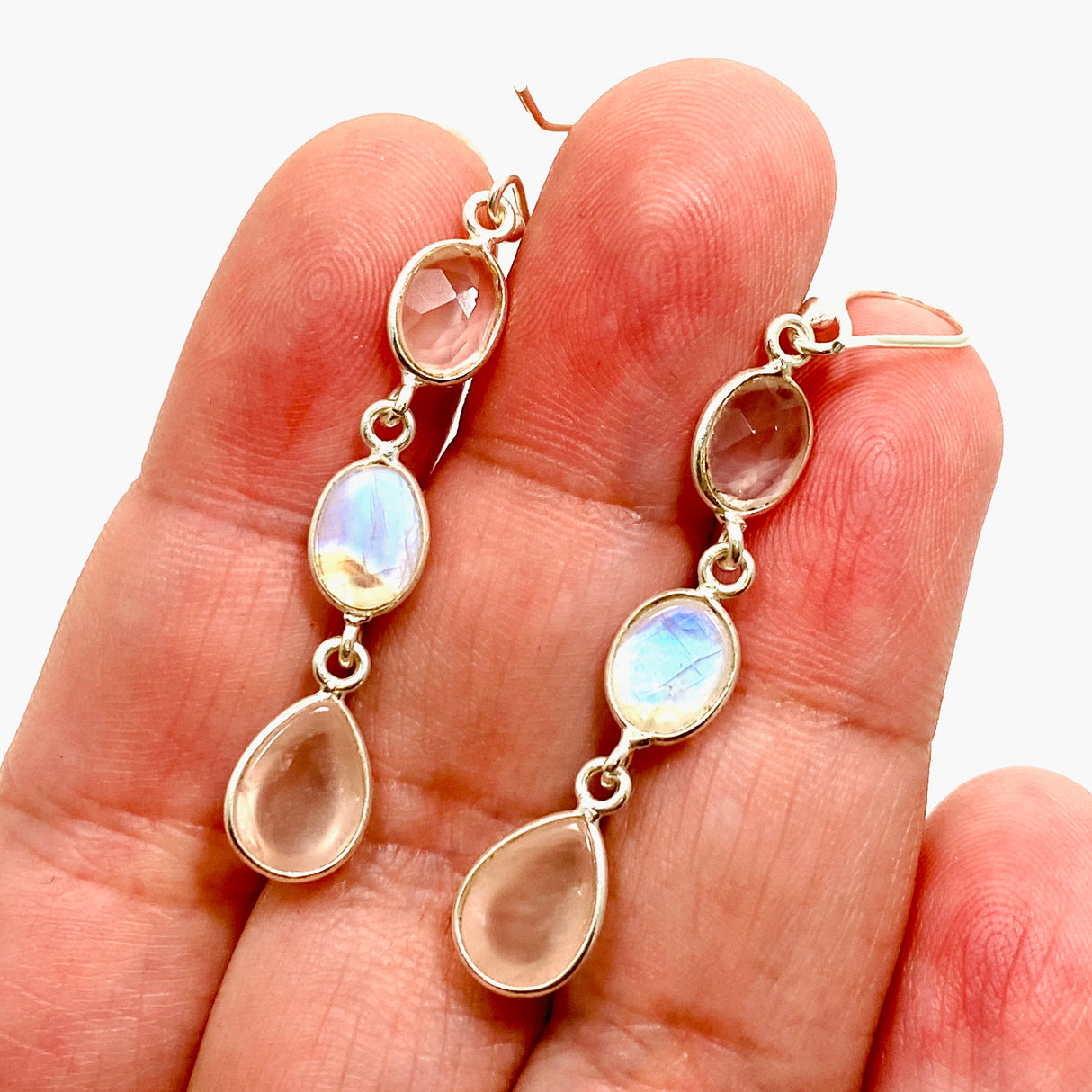 Rose Quartz and Moonstone Multi-stone Earrings F191