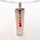 Rose Quartz Capped Wide Point Chakra Pendant PPGJ1243