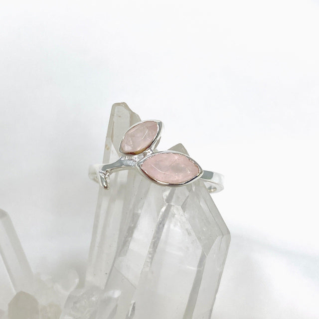 Rose Quartz Faceted Marquise Multistone Leaf Ring R3735 - Nature's Magick