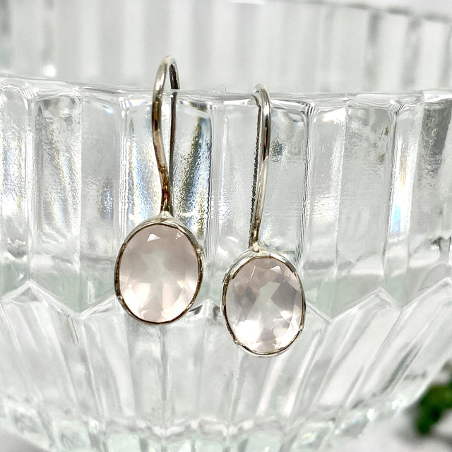 Rose Quartz faceted oval earrings KEGJ884 - Nature's Magick