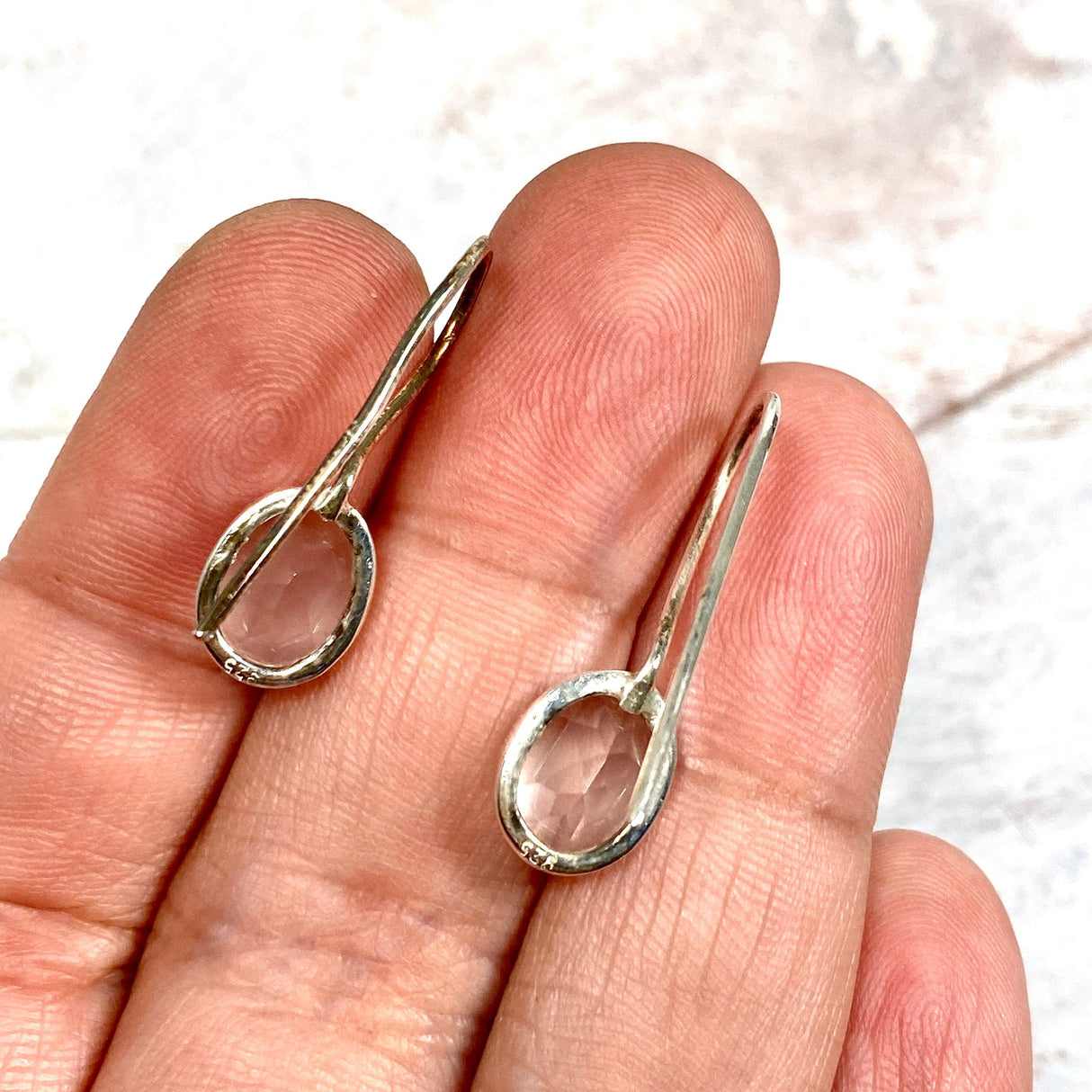 Rose Quartz faceted oval earrings KEGJ884 - Nature's Magick