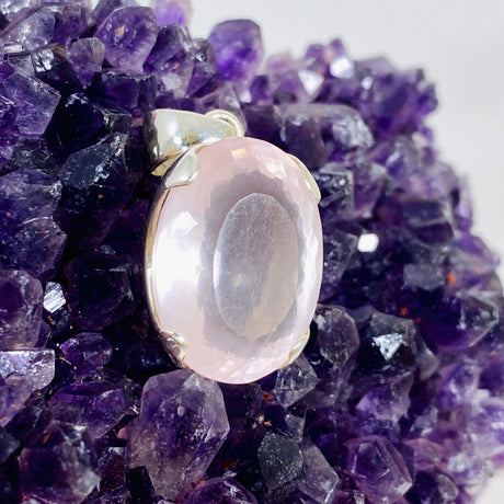 Rose Quartz Faceted Oval Pendant KPGJ3996 - Nature's Magick