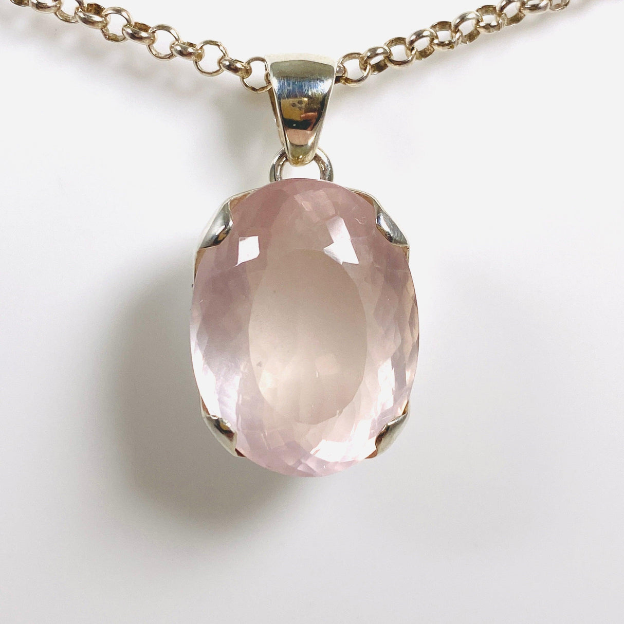 Rose Quartz Faceted Oval Pendant KPGJ3996 - Nature's Magick