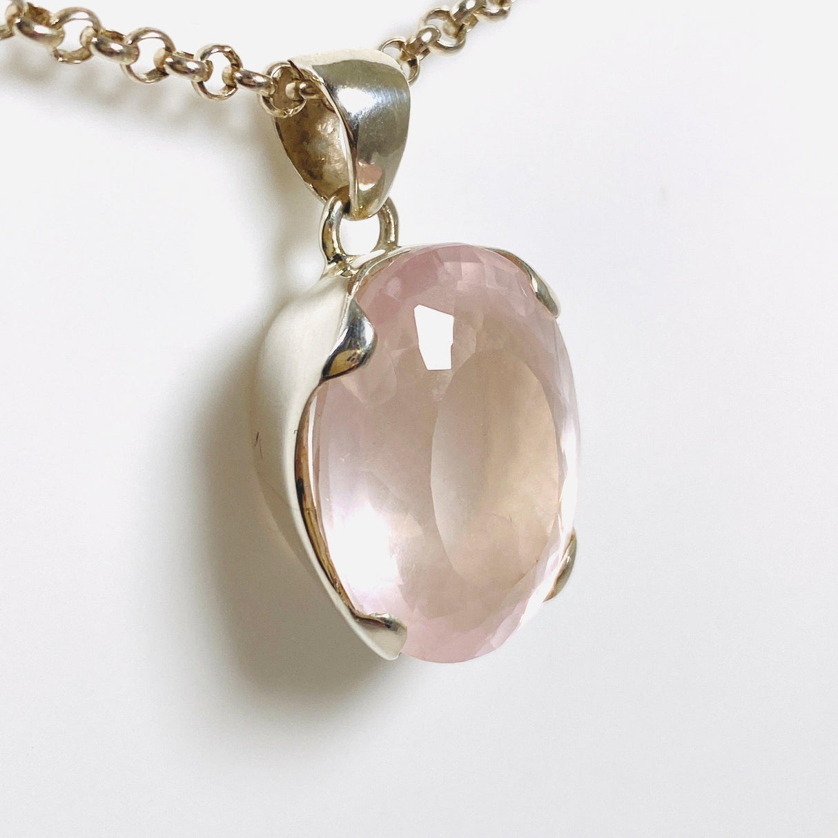 Rose Quartz Faceted Oval Pendant KPGJ3996 - Nature's Magick