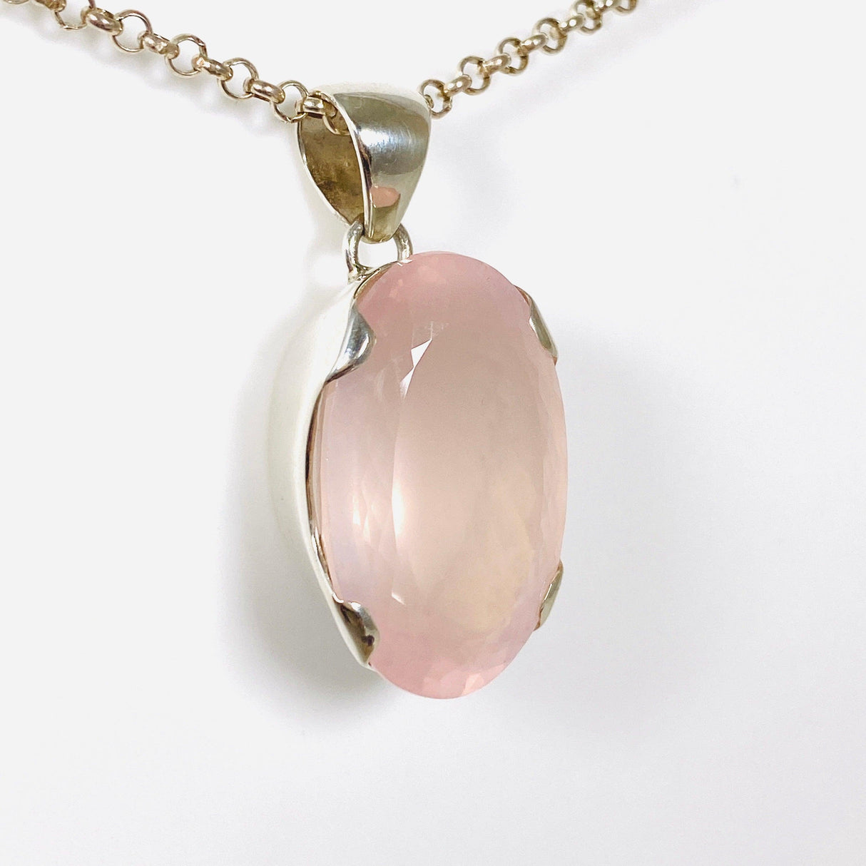 Rose Quartz Faceted Oval Pendant KPGJ3997 - Nature's Magick