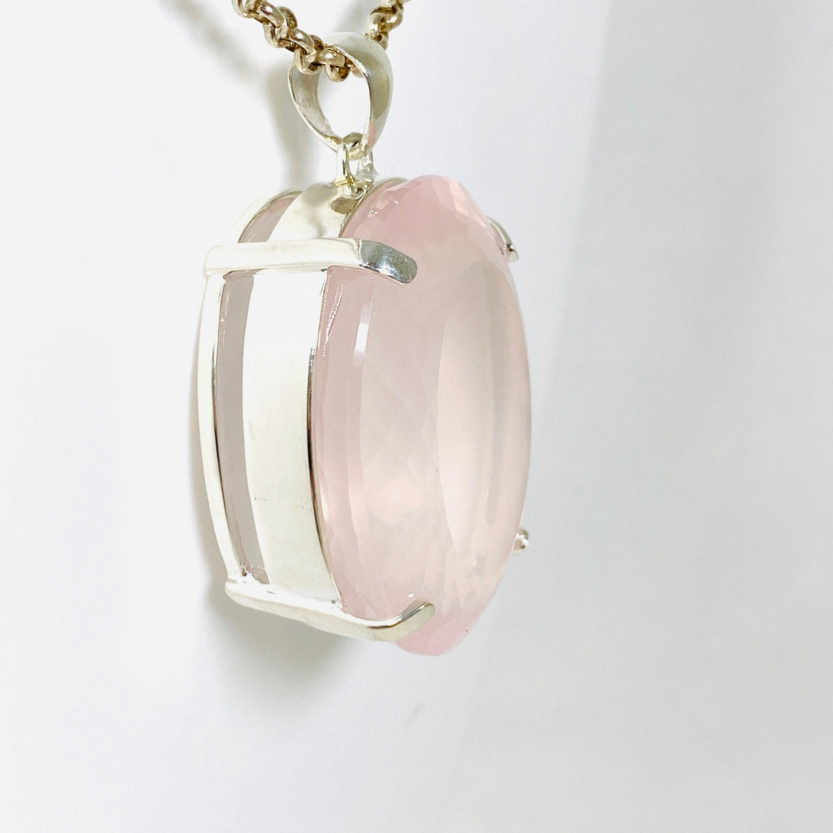 Rose Quartz Faceted Oval Pendant KPGJ3998 - Nature's Magick