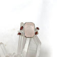 Rose Quartz Faceted Rectangular Multistone Ring with Botanical Details R3806 - Nature's Magick