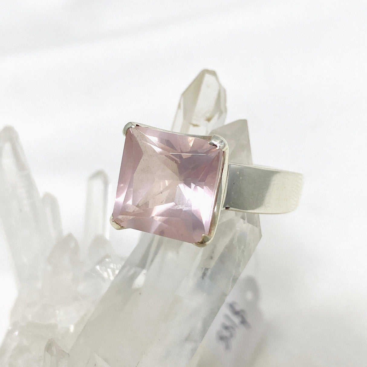 Rose Quartz Faceted Square Ring Size 11.5 PRGJ427 - Nature's Magick