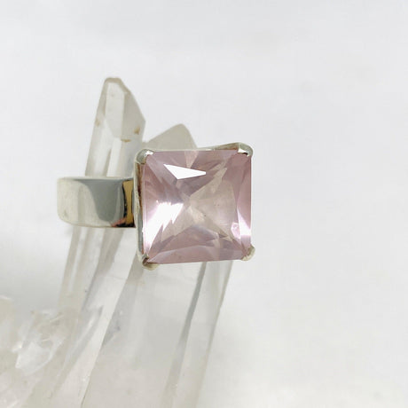 Rose Quartz Faceted Square Ring Size 11.5 PRGJ427 - Nature's Magick