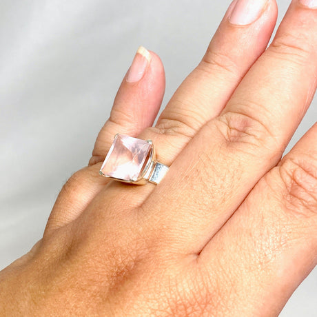 Rose Quartz Faceted Square Ring Size 11.5 PRGJ427 - Nature's Magick