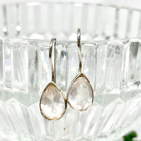 Rose Quartz faceted teardrop earrings KEGJ885 - Nature's Magick