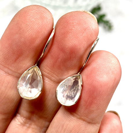 Rose Quartz faceted teardrop earrings KEGJ885 - Nature's Magick