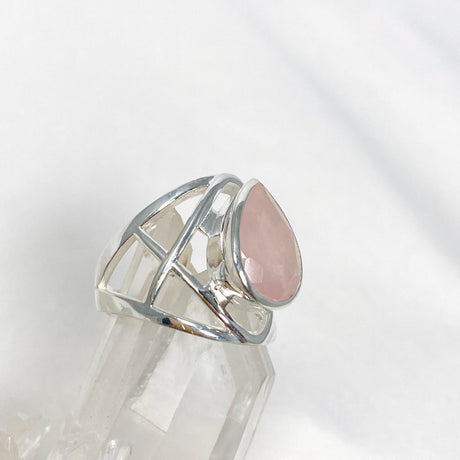 Rose Quartz Faceted Teardrop Ring in a Decorative Setting R3686 - Nature's Magick