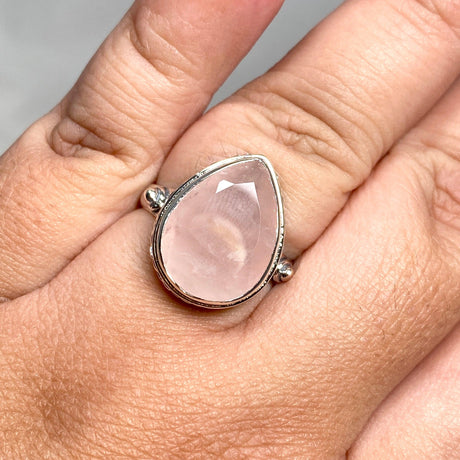 Rose Quartz Faceted Teardrop Ring in a Decorative Setting R3817 - Nature's Magick