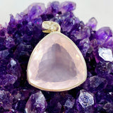 Rose Quartz Faceted Triangular Pendant KPGJ3995 - Nature's Magick