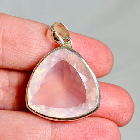 Rose Quartz Faceted Triangular Pendant KPGJ3995 - Nature's Magick