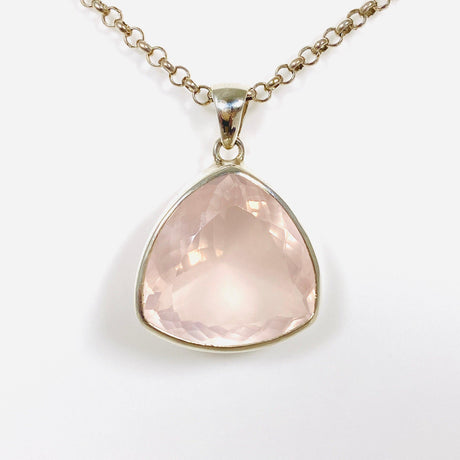 Rose Quartz Faceted Triangular Pendant KPGJ3995 - Nature's Magick