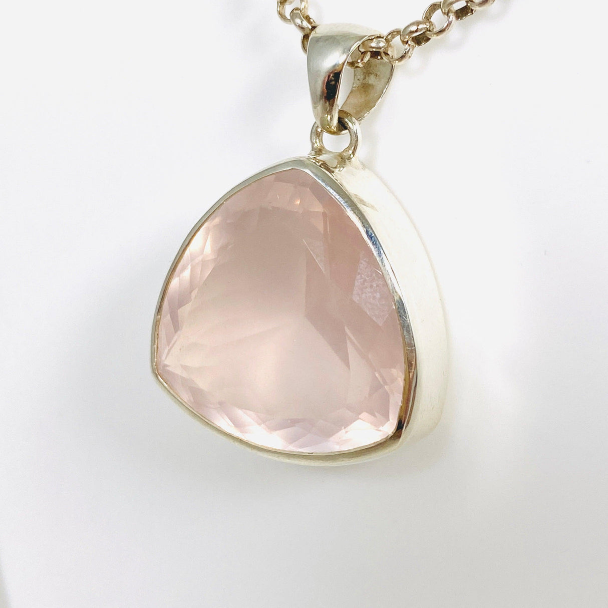 Rose Quartz Faceted Triangular Pendant KPGJ3995 - Nature's Magick