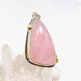 Rose Quartz Freeform Pendant with Brass Accents KPGJ4318 - Nature's Magick