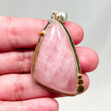 Rose Quartz Freeform Pendant with Brass Accents KPGJ4318 - Nature's Magick