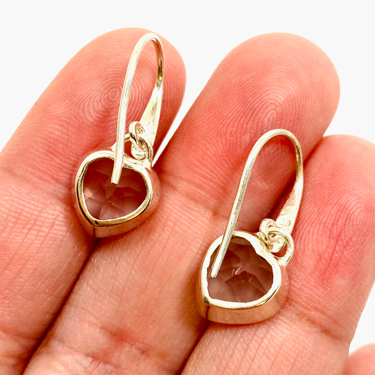 Rose Quartz Heart Faceted Earrings PEGJ323