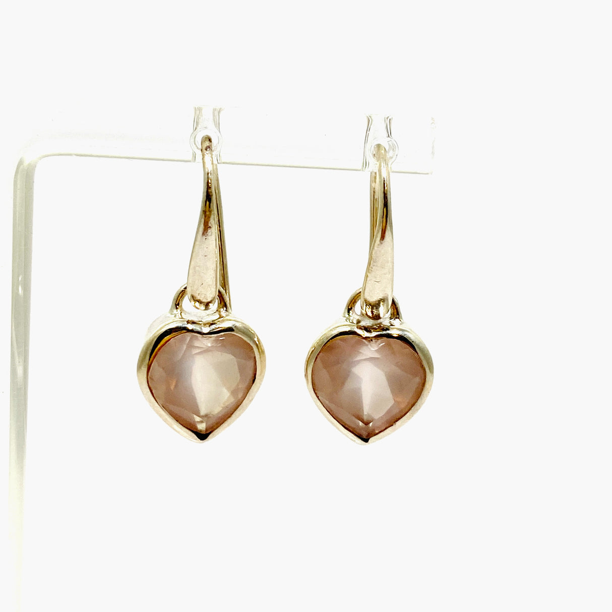 Rose Quartz Heart Faceted Earrings PEGJ323