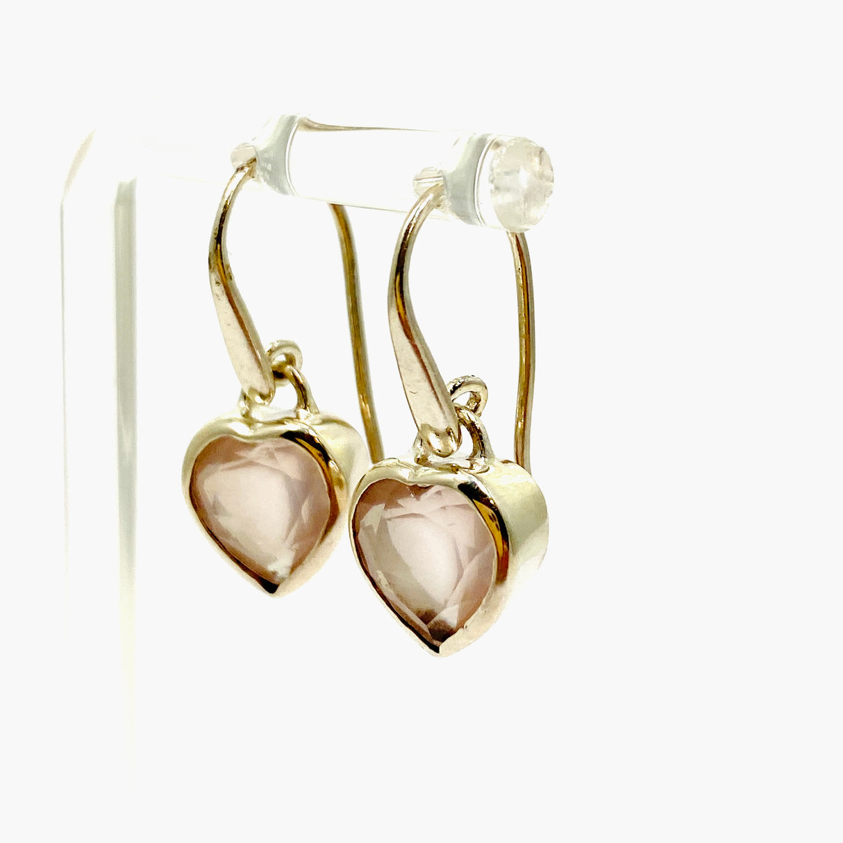 Rose Quartz Heart Faceted Earrings PEGJ323