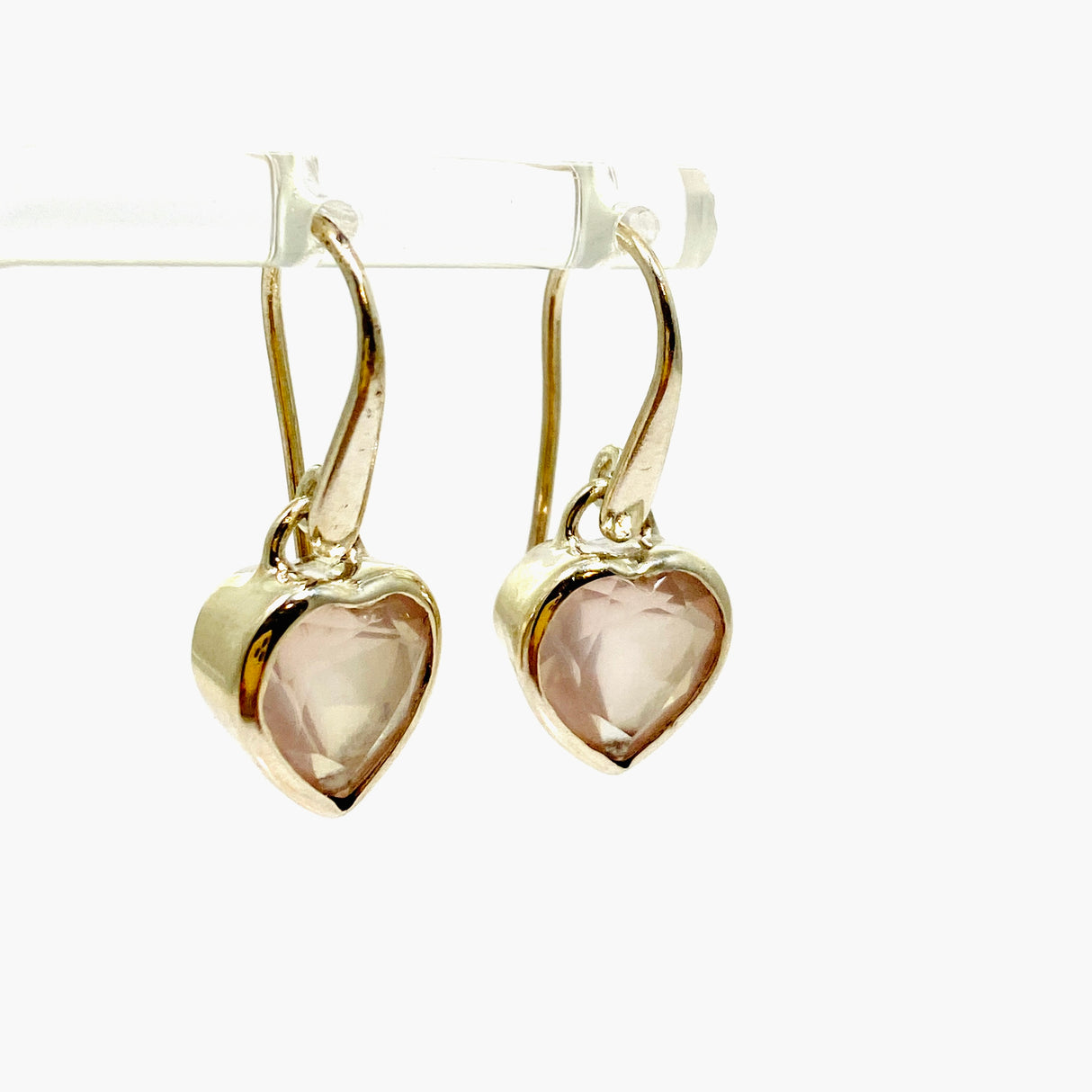 Rose Quartz Heart Faceted Earrings PEGJ323