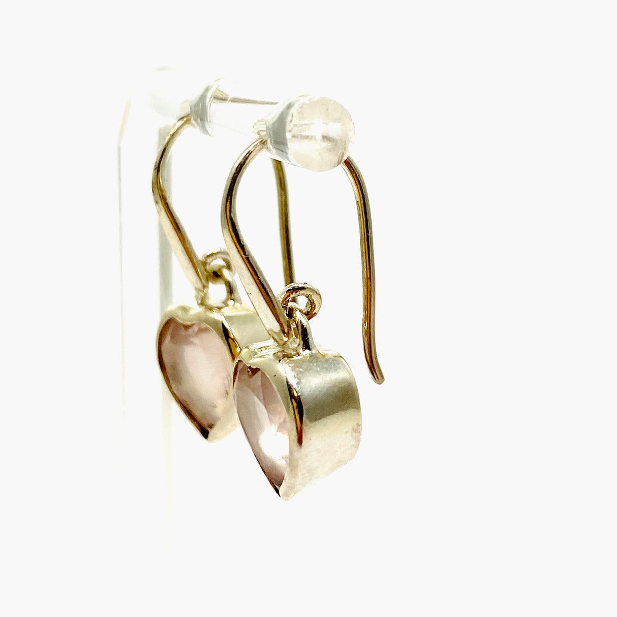 Rose Quartz Heart Faceted Earrings PEGJ323