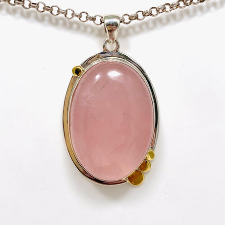 Rose Quartz Oval Pendant with Brass Accents KPGJ4312 - Nature's Magick