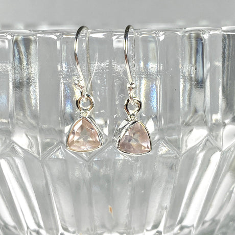 Rose Quartz petite triangular faceted earrings R2363-RQT - Nature's Magick