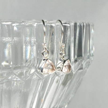 Rose Quartz petite triangular faceted earrings R2363-RQT - Nature's Magick