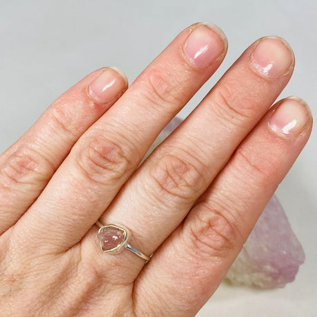 Rose Quartz Raw Crystal Fine Band Ring R3701-RQ - Nature's Magick