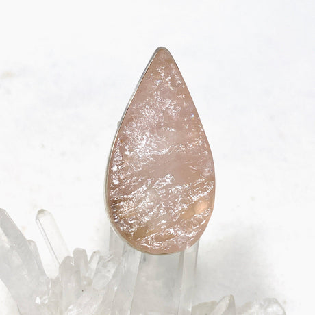 Rose Quartz raw teardrop ring with beaten band s.10 KRGJ1302 - Nature's Magick