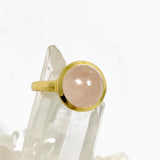Rose Quartz Round Cabochon Gold Plated Ring Size 10 RG608-RQ-10