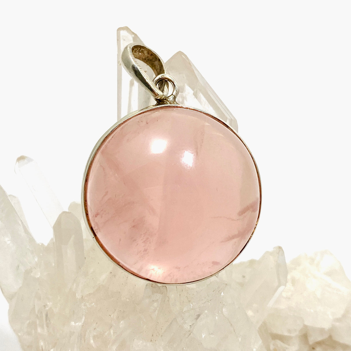 Rose Quartz Round Cabochon Pendant THP-15
