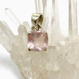 Rose Quartz Square Cushion Cut Faceted Pendant PPGJ1025