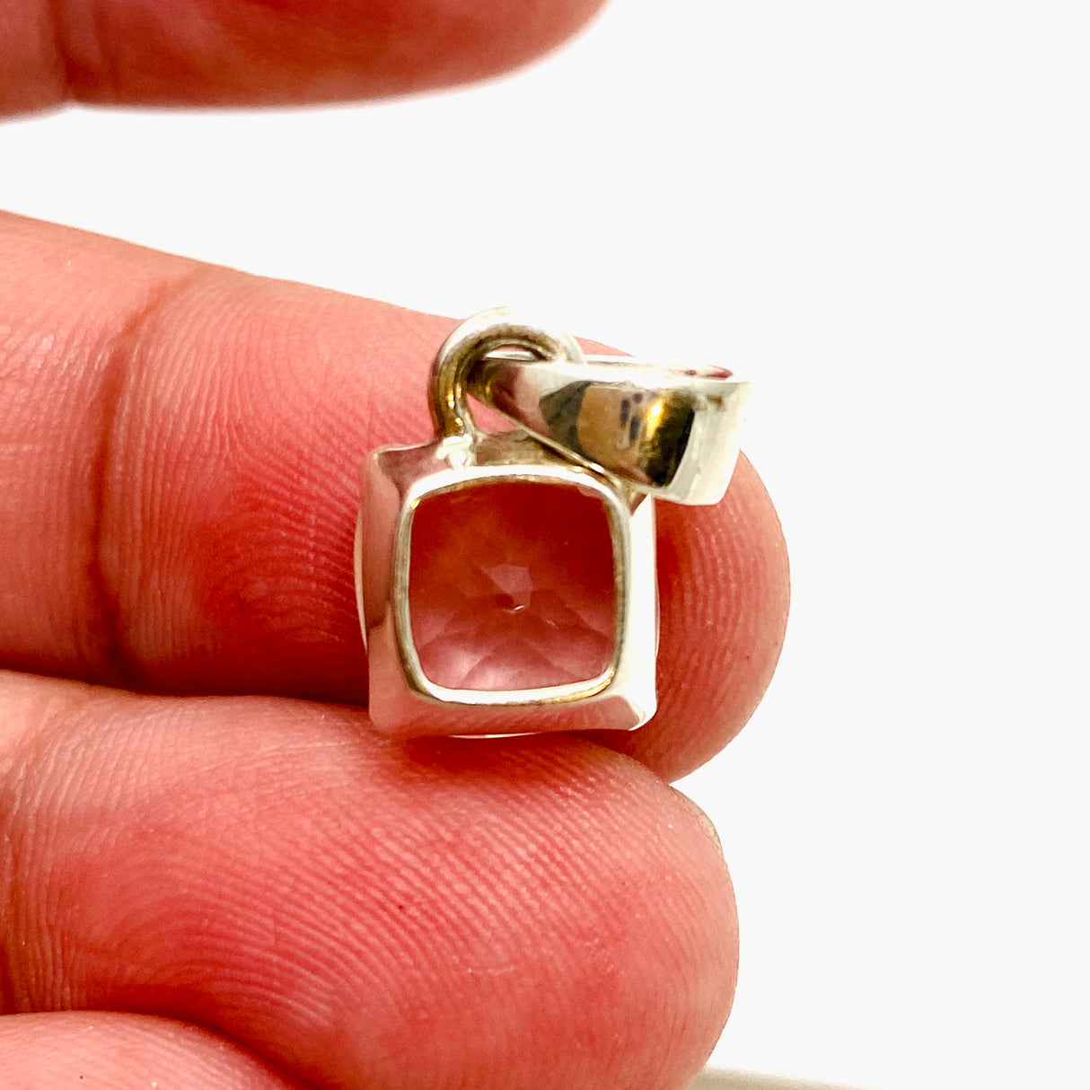 Rose Quartz Square Cushion Cut Faceted Pendant PPGJ1025