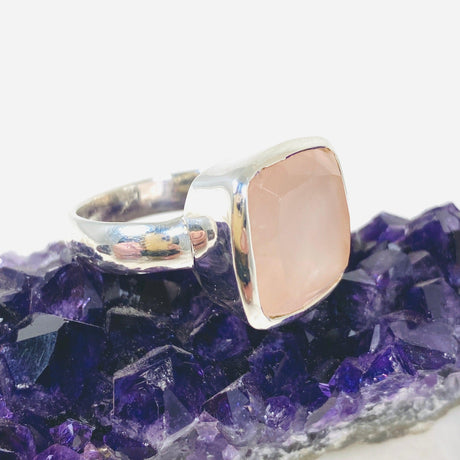 Rose Quartz Square Faceted Ring s.9 KRGJ2997 - Nature's Magick