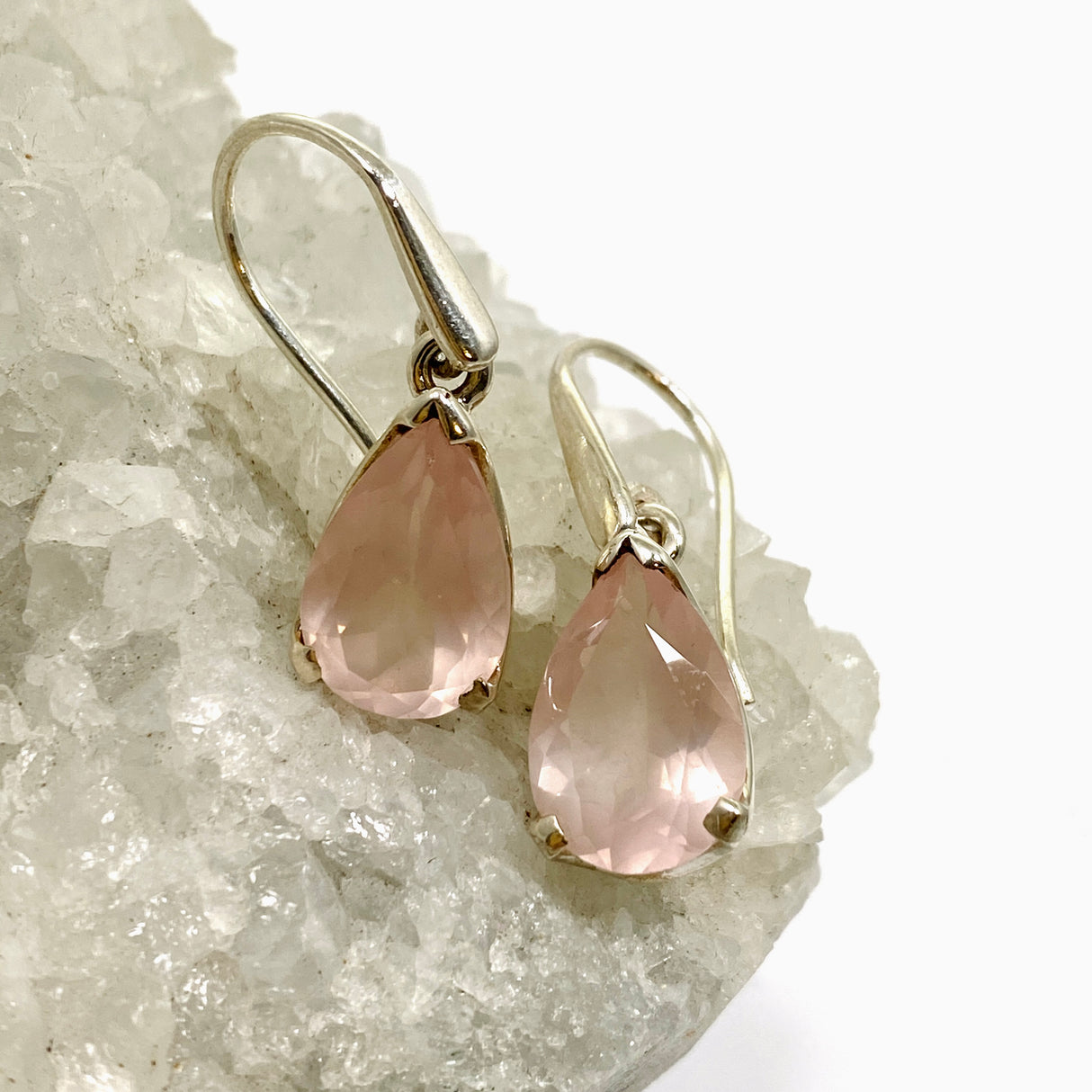Rose Quartz Teardrop Faceted Earrings PEGJ322