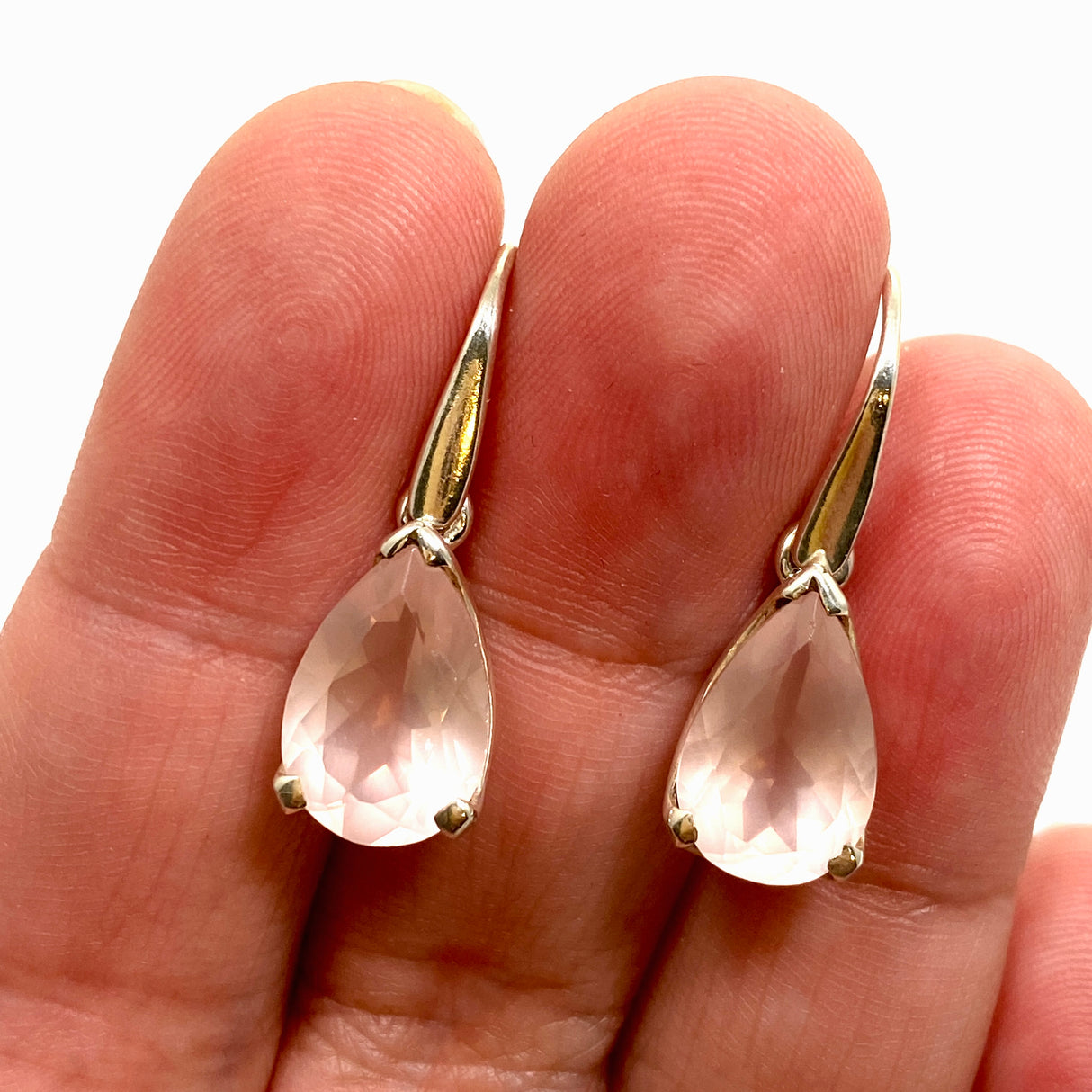 Rose Quartz Teardrop Faceted Earrings PEGJ322