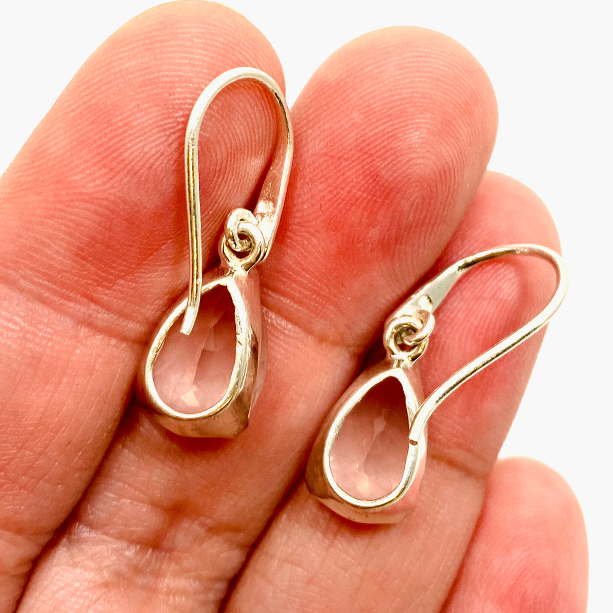 Rose Quartz Teardrop Faceted Earrings PEGJ322