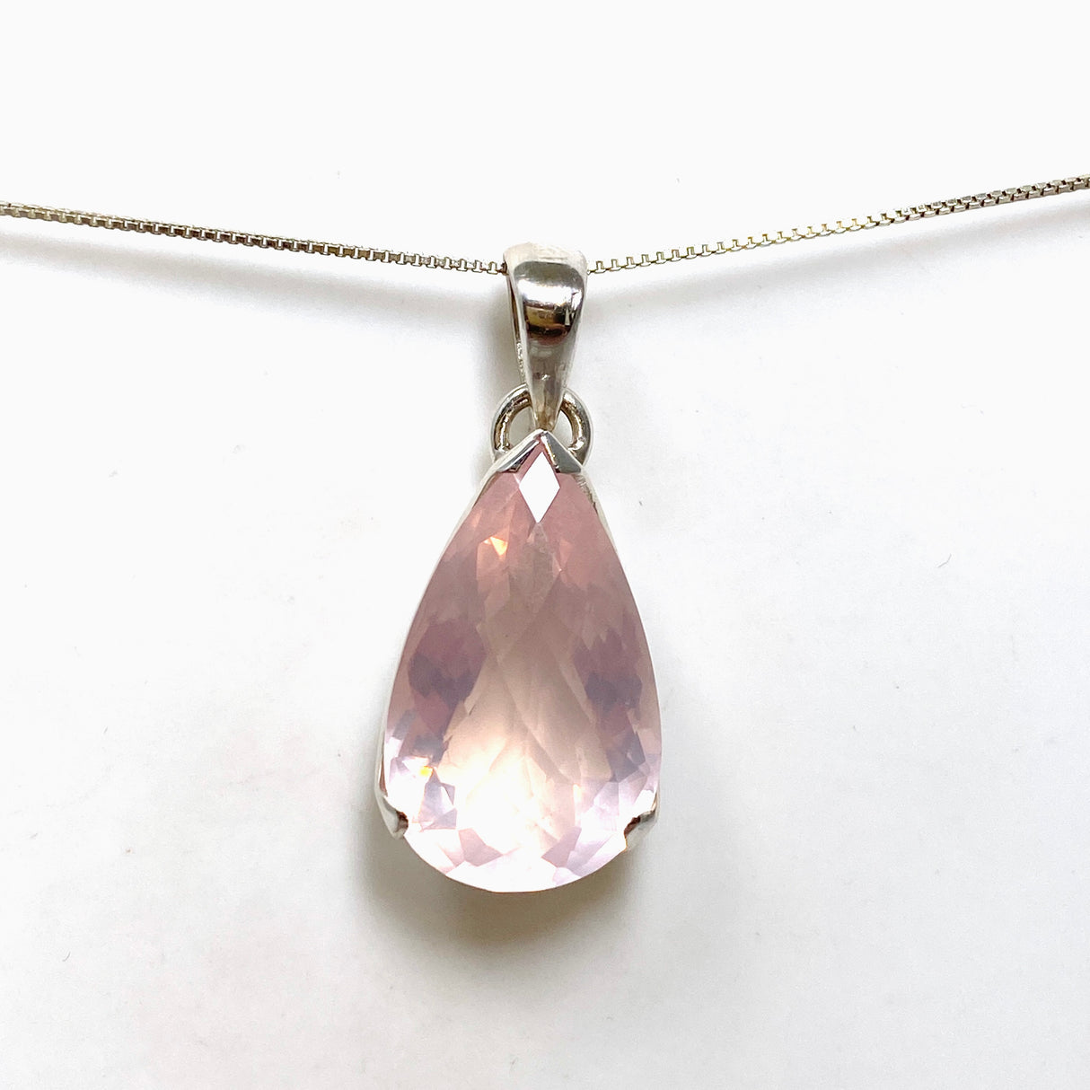 Rose Quartz Teardrop Faceted Pendant PPGJ1310