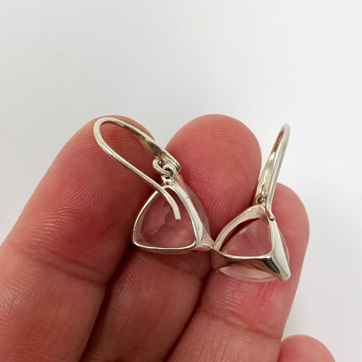 Rose Quartz Triangular Faceted Earrings PEGJ406