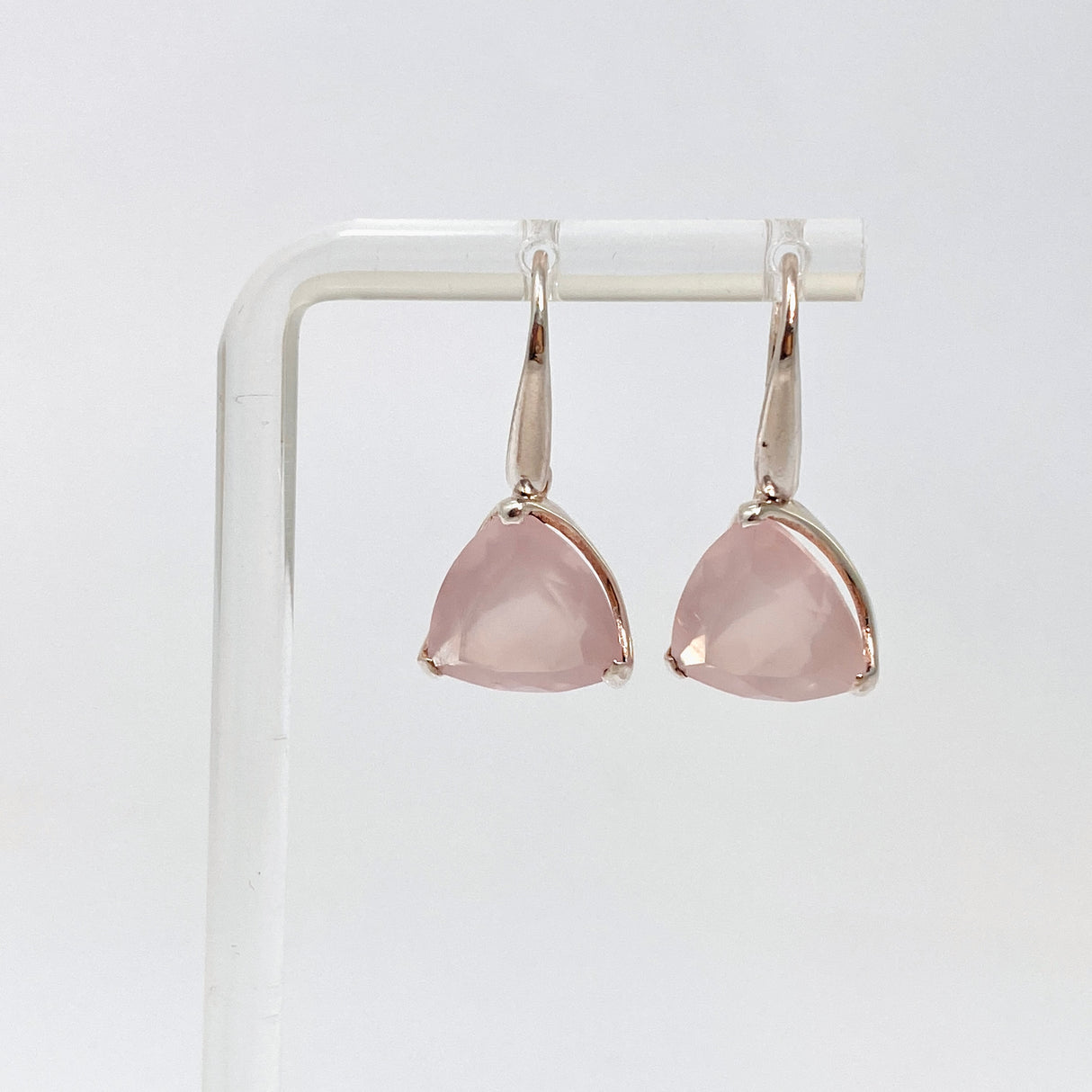 Rose Quartz Triangular Faceted Earrings PEGJ406